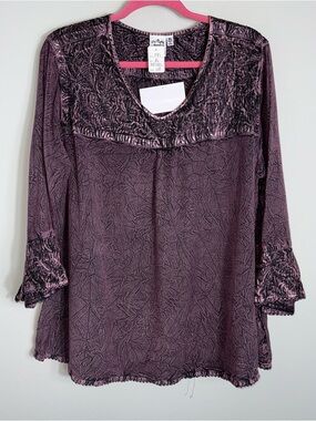 Parsley & Sage Rayon Tunic Blouse-Embroidered-Purple Black-Size XL-NWT
